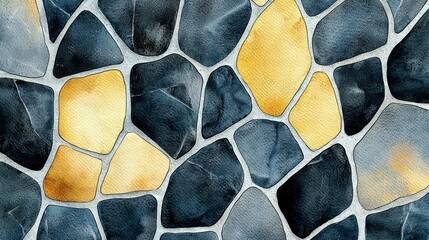 Poster - Abstract Watercolor Background with Grey and Yellow Stones for Textures and Patterns in Design Projects