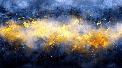 Poster - Abstract Artistic Background Featuring Vibrant Yellow and Blue Watercolor Textures with Splashes, Creating a Dynamic and Energetic Atmosphere