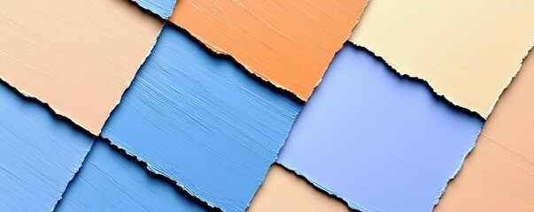 Poster - Colorful torn paper texture in pastel shades with soft light creating a soothing visual effect suitable for backgrounds and creative projects