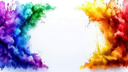 Poster - Colorful Abstract Smoke Clouds in Purple Green Yellow and Orange on White Background for Creative Design Projects and Artful Applications