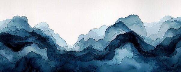Poster - Abstract Blue and Teal Fluid Art with Soft Waves and Gradients in a Minimalist Style for Modern Decor and Creative Projects