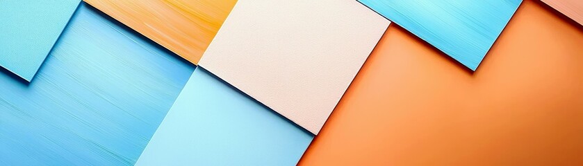 Poster - Colorful abstract background with painted panels in shades of blue, orange, and cream creating a modern artistic composition for design projects