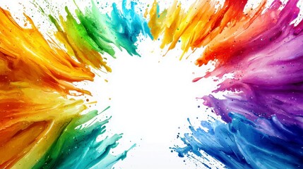 Poster - Vibrant Explosion of Colorful Paint Swirls on a Bright Background with Empty Space for Text or Graphics Ideal for Creative Projects and Artistic Designs