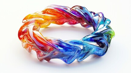 Poster - Vibrant Swirling Colorful Abstract Sculpture with Smooth Curves and Glossy Surface Reflecting Light in a Contemporary Artistic Style