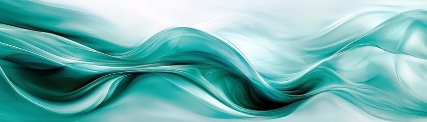 Poster - Abstract Gentle Waves of Aqua and Turquoise Colors Flowing Smoothly in a Serene and Dreamy Background for Modern Design and Art Projects