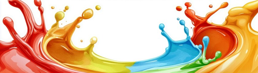 Poster - Vibrant Splashes of Color in Water with Dynamic Movement and Fluid Shapes on a White Background for Artistic and Creative Projects