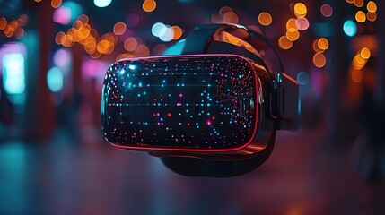 Poster - A futuristic VR headset with a vibrant, starry design, symbolizing immersive technology.