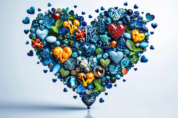 Wall Mural - heart made of various colored beads and stones, with a vibrant and lively appearance. the heart is a