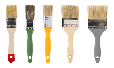 Poster - Different paint brushes isolated on white, set