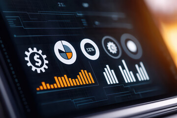 Poster - Digital dashboard displaying business analytics, graphs, and statistics