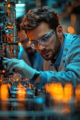 Poster - Engineer Conducting Research in a Laboratory with Precision and Focus
