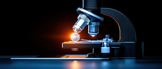 Poster - close up view of microscope revealing intricate details of specimen, showcasing scientific explorati