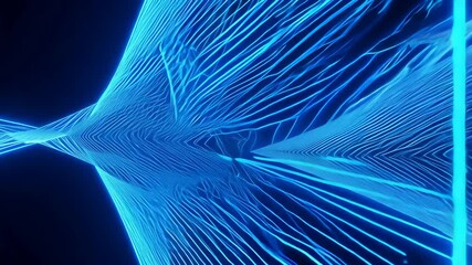 Poster - Blue Neon Glowing Stripes Abstract Modern Motion Background Video