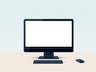 Wall Mural - Computer screen vector illustration with blank display, computer, web