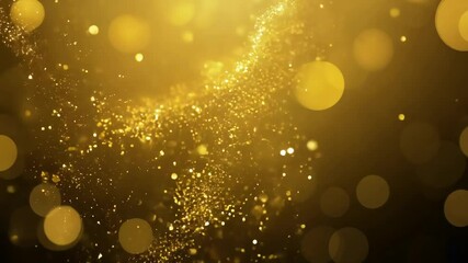 Poster - Gold Particles Abstract Background with Glittering Stars and Bokeh Effects in Motion