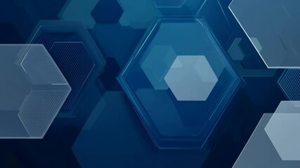 Poster - Sophisticated Navy Blue Abstract Hexagonal Motion Animation Backdrop