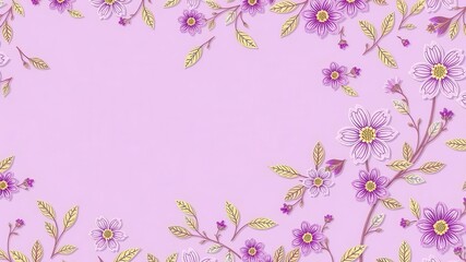 Wall Mural - Seamless purple floral wallpaper with intricate vines and blooming flowers, floral, wallpaper