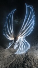 Canvas Print - A bioluminescent deep sea creature. AI.