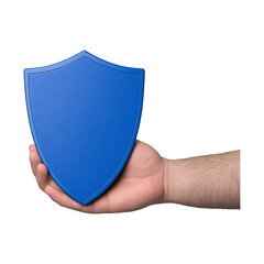 Wall Mural - hand holding 3d blue shield