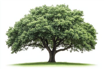 Wall Mural - A large, lush tree with a wide canopy, set against a white background.