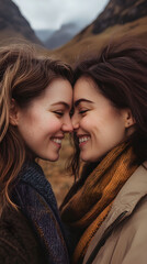 Wall Mural - Happy LGBTQ Couple Close-Up in Scottish Highlands, UK