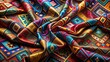 © udomsak - Richly colored silk fabric with abstract geometric patterns, geometric pattern