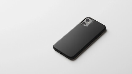 Poster - Sleek Black Smartphone Case Mockup Showcasing Floating 3D View on Clean White Background  Modern Minimalist Design Template for Product Presentation Graphic Design and Digital