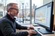 © Nana - A person analyzing data on a computer screen in a modern workspace.