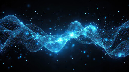 Abstract blue background with glowing connection lines and dots, a technology network concept