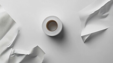 Poster - Blank adhesive tape roll mockup isolated on a clean white surface with natural shadows  Minimalist studio setup for product photography branding and commercial design purposes