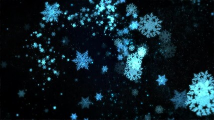 Wall Mural - Two Blue and White Snowflake flow Looped Background V02