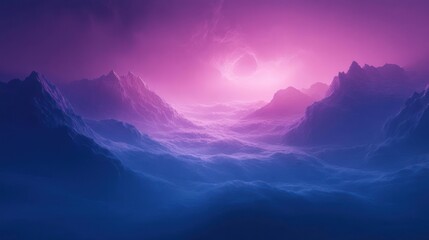 Wall Mural - Surreal and dreamlike digital art of a cosmic sunset.