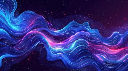 Wall Mural - Vibrant swirling patterns set against a backdrop of cosmic stars and nebulae.