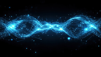 Abstract blue background with glowing connection lines and dots, a technology network concept