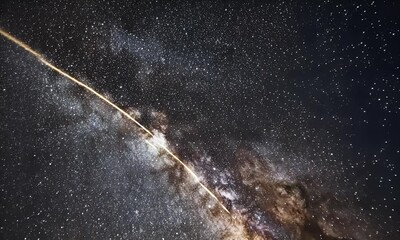 Wall Mural - A stunning view of the Milky Way with meteor showers illuminating the night sky.