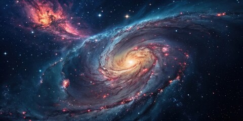 Wall Mural - a swirling cosmic dance of light and color, where galaxies collide in a breathtaking symphony of cel