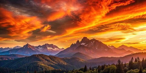 Wall Mural - sunset casting warm hues over the majestic mountains, sunset, mountains, landscape, nature, beauty, 