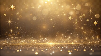 Poster - A shimmering, celestial background with golden stars, twinkling lights, and a delicate layer of glittering dust.