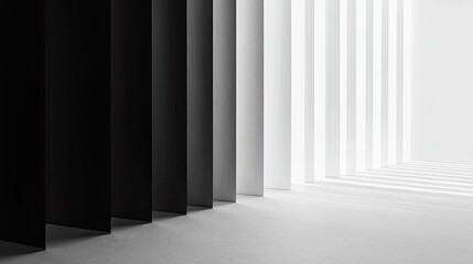Poster - Abstract Minimalist Design with Black and White Vertical Panels