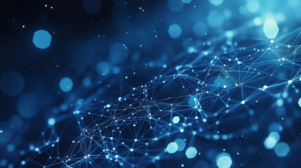 Leinwandbilder - Abstract representation of interconnected nodes and lines in deep blue tones.  