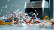 © Tanakrit - A paper shredder is surrounded by a pile of shredded paper