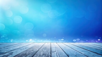 Poster - Bokeh Background with a Rustic Wooden Plank Surface for Displaying Products or Designs