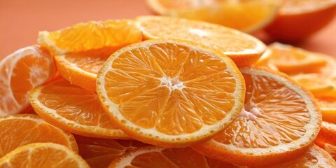 Aufkleber - A Close-Up of Freshly Sliced Oranges, Showing the Juicy and Vibrant Pulp, Highlighting the Citrus Fruit's Natural Beauty