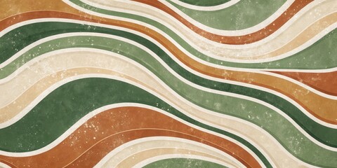 Aufkleber - Abstract Vintage Wavy Stripes in Earthy Tones with Distressed Texture
