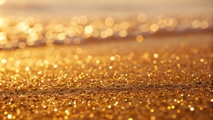 Fototapete - Golden Sand Reflecting Sun's Glimmering Rays on a Calm Beach
