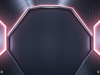 Wall Mural - Abstract hexagonal metallic background with a soft glowing light, shiny, backdrop, steel