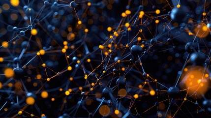 Poster - Abstract visual concept of a wireless mesh network emphasizing the interconnectedness of IoT devices through vibrant nodes and links, demonstrating advanced technology and communication.