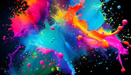 Poster - Dynamic color splash art creation studio digital artwork vibrant environment abstract viewpoint creativity concept for seo impact