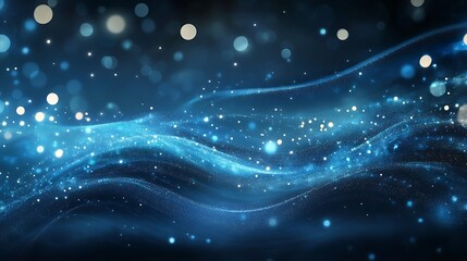 Aufkleber - Abstract image of a blue wave with glimmering lights creating a serene dreamy atmosphere.
