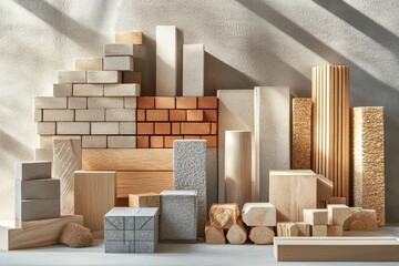 Aufkleber - Variety of construction materials arranged creatively for design inspiration and building concepts. Generative AI